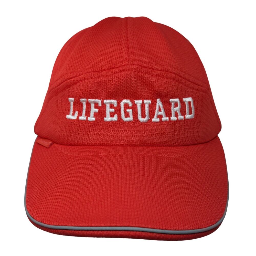 Lifeguard Slideback Hat Red OSFA Adjustable Embroidered Breathable Coolmax